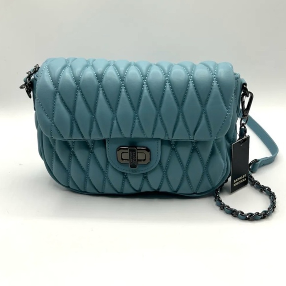 Badgley Mischka Quilted Blue Shoulder Bag